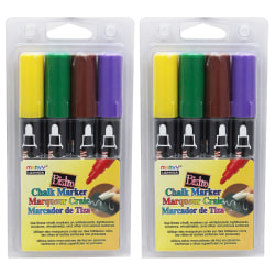 Marvy® Uchida Bistro Chalk Markers, Broad Point, 6mm, Black Barrels, Assorted Inks, Set Of 8 Markers