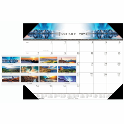 House of Doolittle Recycled Illustrated Desk Pad Calendar - Julian Dates - Monthly - January 2024 - December 2024 - HOD140HD
