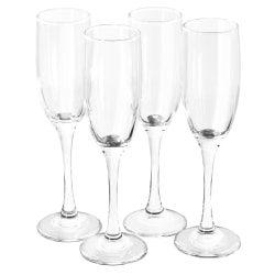 Gibson Home Belinni Classic Fluted Champagne Glass Set, 6.4 Oz, Clear, Set Of 4 Glasses