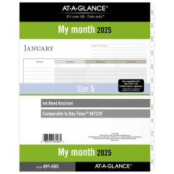 2025 AT-A-GLANCE® Monthly Planner Refill, 8-1/2" x 11", Traditional, January 2025 To December 2025, 491-685
