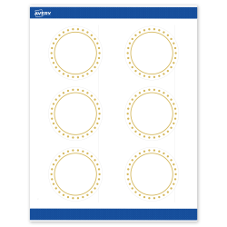 Avery® Print-To-The-Edge Labels With Sure Feed® Technology, S00-DHX-PRWMP10, Round, 3", Matte White, Preprinted Gold Border with Gold Dots Design, Pack Of 60