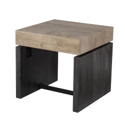 SEI Furniture Hapsford End Table, 19-3/4"H x 19-3/4"W x 19-3/4"D, Black/Natural