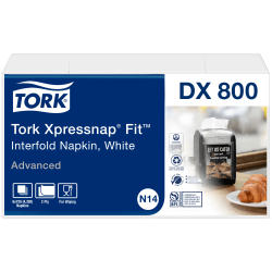 Tork Xpressnap Fit 2-Ply Interfold Advanced Napkins, White, DX 800