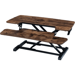 FlexiSpot Alcove Series Desk Riser, 19-3/4"H x 34-5/8"W x 23-1/4"D, Rustic Wood