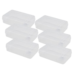 Advantus Pencil Boxes, 2-1/2"H x 8-1/2"W x 5-1/4"D, Clear, Pack Of 6 Pencil Boxes