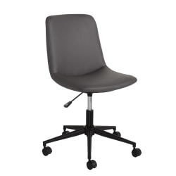 Realspace® Praxley Faux Leather Low-Back Task Chair, Dark Gray, BIFMA Compliant