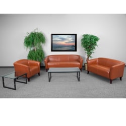 Flash Furniture HERCULES Imperial Series Reception Set With Cherry Wood Feet, Cognac