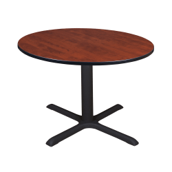 Regency Cain Round X-Base Breakroom Table, 29"H x 48"W x 48"D, Cherry/Black