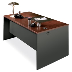 HON® 38000 Modular 60"W Desk Shell, Mahogany/Charcoal
