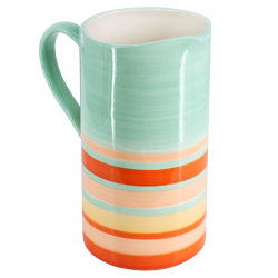 Wanda June Home by Miranda Lambert Vintage Stripe Stoneware Pitcher, 60 Oz, Blue/Peach
