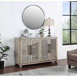 Coast to Coast Hollow 58"W Transitional Credenza With 4 Doors, Beige