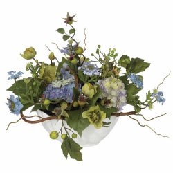 Nearly Natural Hydrangea 14"H Artificial Floral Centerpiece With Planter, 14"H x 20"W x 13"D, Blue