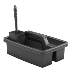Suncast Commercial 3-Piece Toilet Brush Carry Caddy Kit, 7"H x 11-3/8"W x 16-5/8"D, Black