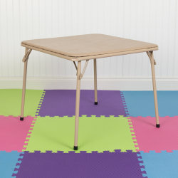Flash Furniture Kid's Folding Table, 20-1/4"H x 24"W x 24"D, Tan