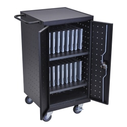 Luxor 18-Device 2-Shelf Charging Cart, 39"H x 25"W x 16"D, Black