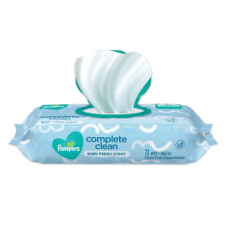 Pampers® Complete Clean™ Baby Wipes, 1-Ply, Baby Fresh, 7 x 6.8, White, 72 Wipes/Pack, 8 Packs/Carton