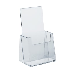 Azar Displays Acrylic Trifold Brochure Holder 1-Pocket Literature Displays, 7-1/4"H x 4-1/8"W x 2-3/4"D, Clear, Pack Of 50 Holders