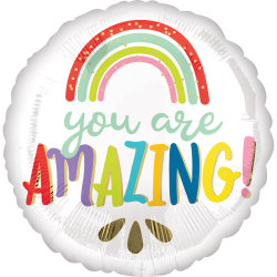 Amscan Love Foil Balloon, Circle, 18", You Are Amazing Rainbow