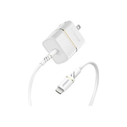 OtterBox Wall Charger - Power adapter - 20 Watt - 3 A - PD 3.0 (24 pin USB-C) - on cable: Lightning - cloud dust white