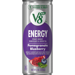 Campbell's V8 +ENERGY Pomegranate Blueberry Energy Drinks, 8 Oz, Case Of 24 Drinks