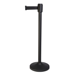 CSL Stanchions With 9' Retractable Belts, Black, Pack Of 2 Stanchions