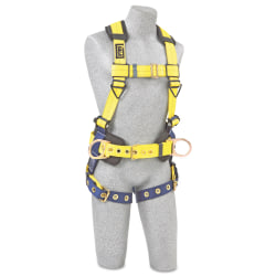 DBI-SALA® Delta™ No-Tangle™ Harness, 2 Waist D-Rings/Back D-Ring, Large, Navy/Yellow