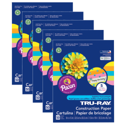 Tru-Ray® Construction Paper, 9" x 12", Assorted Hot Colors, 50 Sheets Per Pack, Set Of 5 Packs