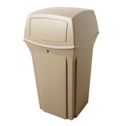Rubbermaid Commercial Ranger Waste Container - Hinged Lid - 45 gal Capacity -  - FG917188BEIG