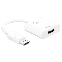 j5create DisplayPort-To-4K HDMI Adapter, 0.53', White, JDA158