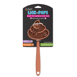 Spunky Pup Lick Pop Pad, Poop Emoji, 7-15/16" x 5-7/16", Brown