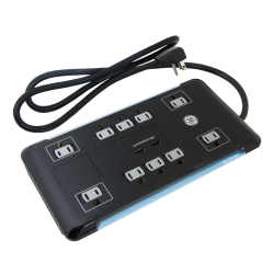 GE UltraPro 10-Outlet Surge Protector, 4' Cord, Black, 34462