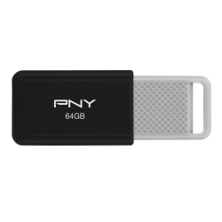 PNY USB 2.0 Flash Drive, 64GB, Black, Total Qty 1