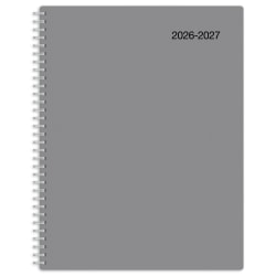 2026-2027 Office Depot® Brand Weekly/Monthly Academic Planner, 8-1/2" x 11", 30% Recycled, Gray, July 2026 To June 2027