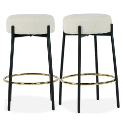 Glamour Home Avner Boucle Fabric Counter Height Stools, Beige, Set Of 2 Stools