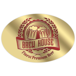 Custom 1-Color Foil-Embossed Labels And Stickers, 2" x 3" Oval, Box Of 500 Labels