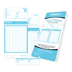 uPunch Pay-to-Punch Time Cards For SB1200 Time Clock, 3-7/16" x 7-7/16", Pack Of 100 Cards