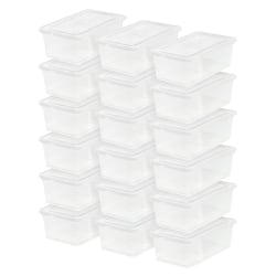 Iris Storage Boxes With Lids, 4-15/16"H x 8-1/4"W x 14-1/4"D, Clear, 18 pack