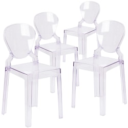 Flash Furniture Ghost Chairs With Tear Backs, Transparent Crystal, Pack Of 4 Chairs