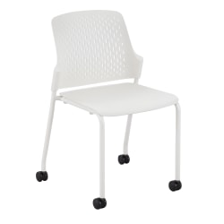 Safco® Next Stack Chairs With Casters, White, Set Of 4 Chairs