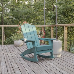 Flash Furniture Newport All-Weather Outdoor Furniture Adirondack Chair With Cup Holder, Blue