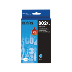 Epson 802XL DuraBrite Ultra High-Yield Cyan Ink Cartridge, T802XL220-S