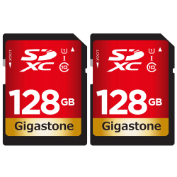 Dane-Elec Gigastone Class 10 UHS-I U1 SDXC Cards, 128GB, Pack Of 2 Cards