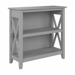 Bush® Furniture Key West Small 30"H 2-Shelf Bookcase, Cape Cod Gray, Standard Delivery