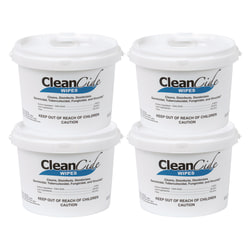 Wexford Labs CleanCide Disinfecting Wipes, 1-Ply, 8 x 5.5, Fresh Scent, White, 400/Tub, 4 Tubs/Carton