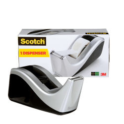 Scotch® Desktop Tape Dispenser, 1 Dispenser, 1 in. Core, Black and Silver, School Supplies and College Essentials for Students and Teachers