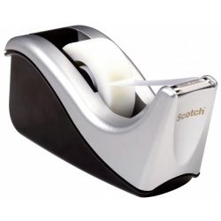 Scotch® Desktop 2-Tone Tape Dispensers, Silvertech