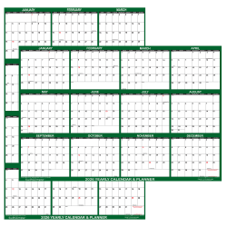 2026 SwiftGlimpse Yearly Reversible Erasable Wall Calendar, 24" x 36", White/Green, January To December