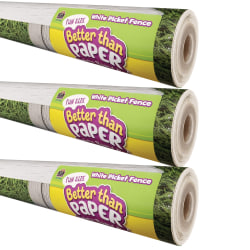 Teacher Created Resources Fun-Size Better Than Paper Bulletin Board Rolls, 18" x 12', White Picket Fence, Pack Of 3 Rolls