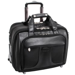 McKlein Chicago Wheeled Nylon Laptop Case With Removable Briefcase, Black