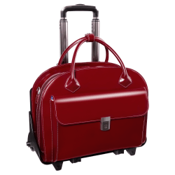 McKlein Glen Ellyn Italian Leather Briefcase With Front Key Lock, Red
